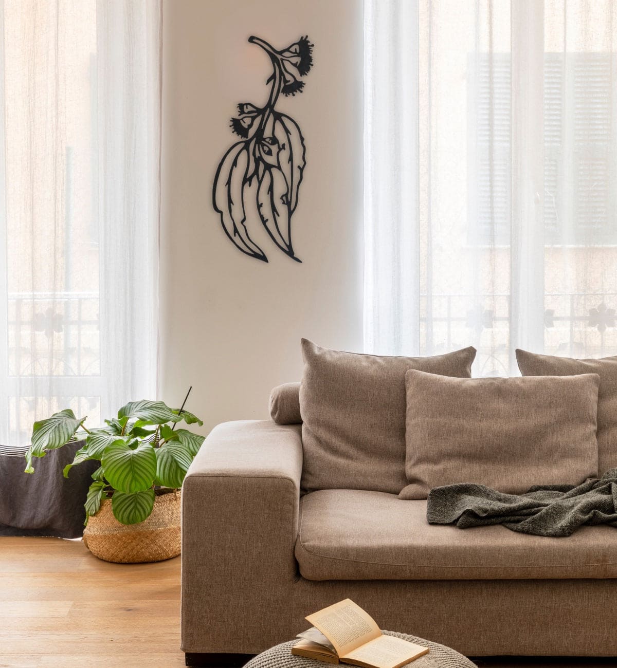 Gum Leaf Branch Metal Wall Art