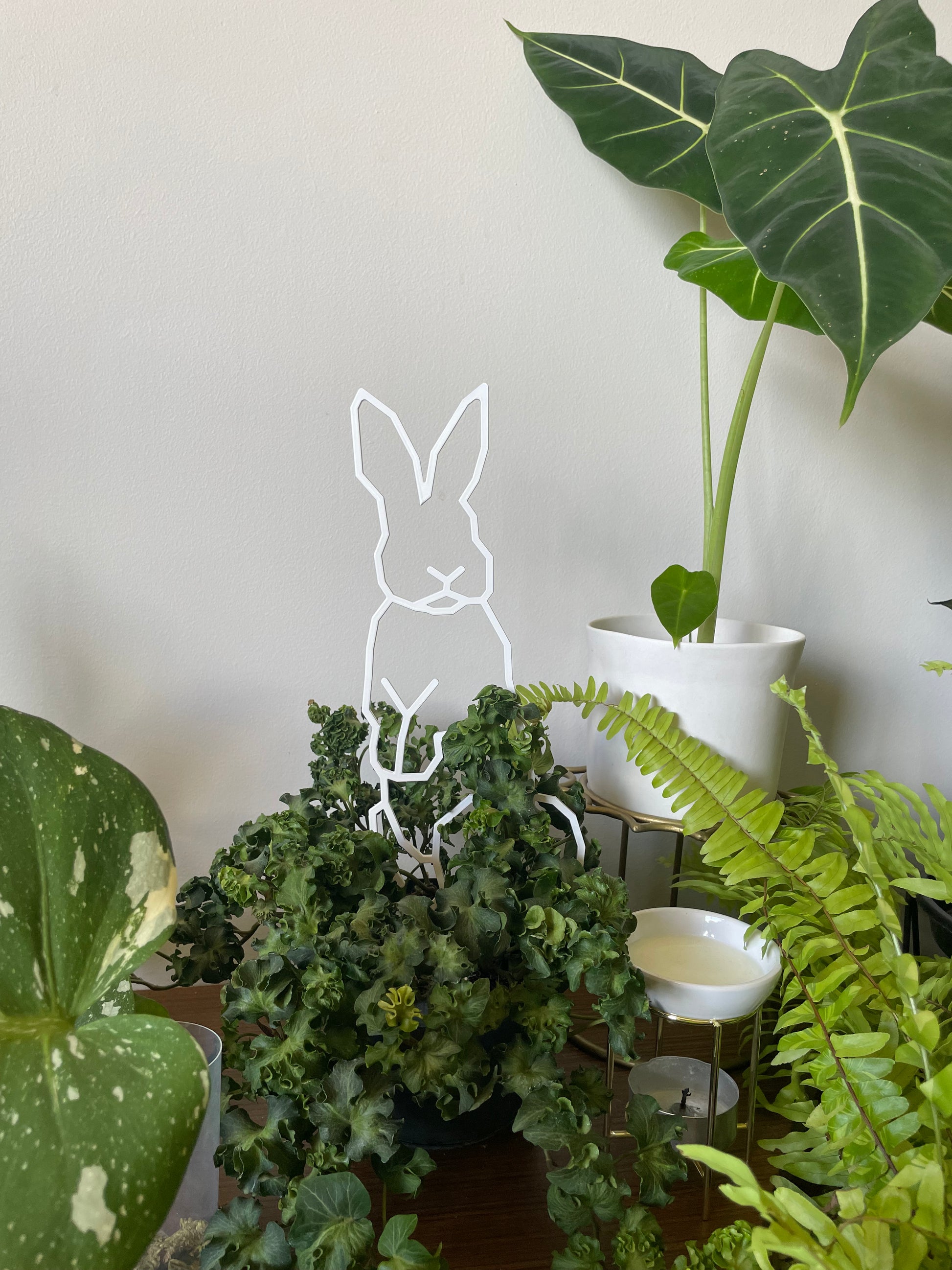 bunny rabbit trellis plants planter indoor plant houseplant stake totem recycled steel iron ivy white sustainable sydney planty gift garden balcony herbs flowers support easter  bunny
