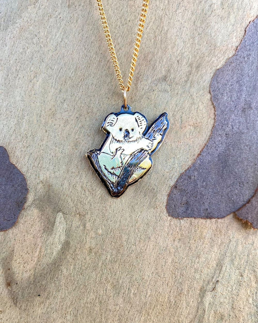 Koala on branch Pendant Necklace