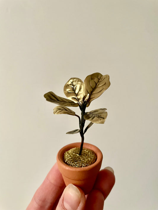 Miniature Brass Fiddle Leaf Fig